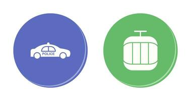 Police Car and Cable Car Icon vector