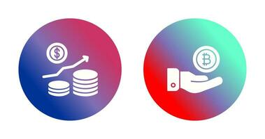 Money Growth and Bitcoin Icon vector