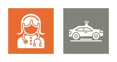 Medical Support and Police Car Icon vector