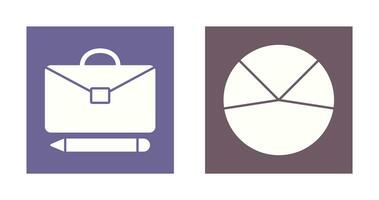 briefcase and pie chart analysis Icon vector