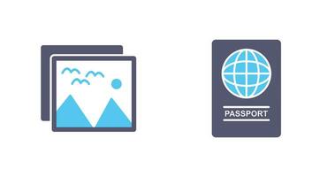 imágenes y pasaporte icono vector