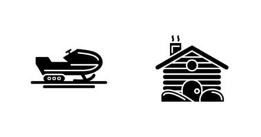 Snowmobile and Cabin Icon vector