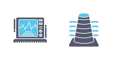 Bollard and Ekg Monitor Icon vector