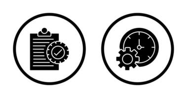 cheque lista y hora ajuste icono vector