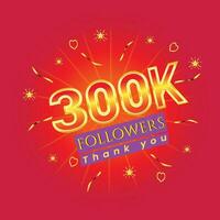 300k followers thank you celebration template vector