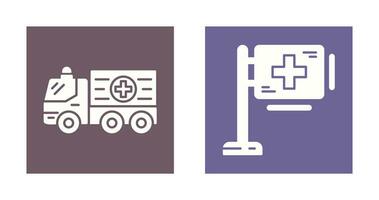 Ambulance and Hospital Sign Icon vector