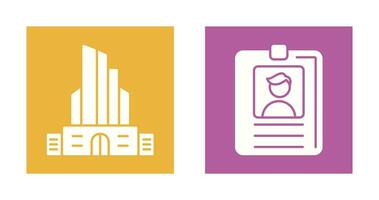 Id Card and Office Building Icon vector