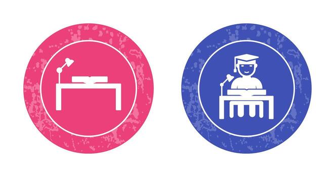 study desk and studying on desk  Icon vector