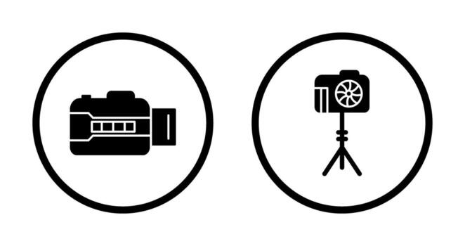 open camera and camera stand  Icon vector