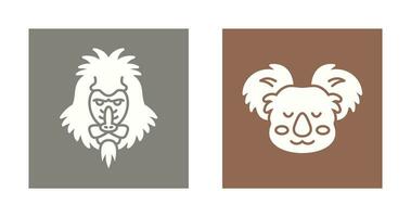 mandril y coala icono vector