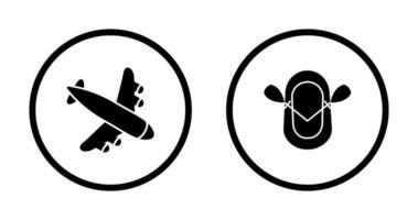 Landing Airplane and Dinghy Icon vector