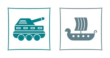 Infantry Tank and Viking Ship Icon vector