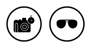 glasses and timer on camera Icon vector