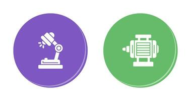 escritorio lámpara y eléctrico motor icono vector