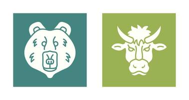 polar oso y bisonte icono vector