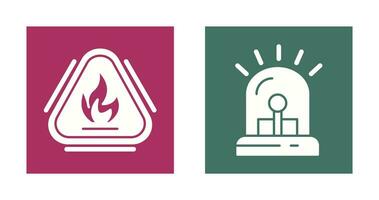 Caution Fire and Siren Icon vector