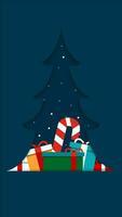 joyeux Noël avec arbre et cadeau boîte animation video
