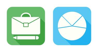 briefcase and pie chart analysis Icon vector