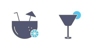 coconut drink and cocktail drink  Icon vector