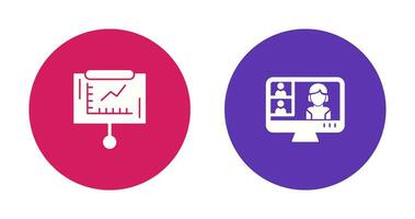 Line Graph and Conference video Call Icon vector