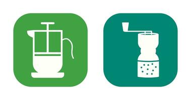 french press and coffee grinder  Icon vector