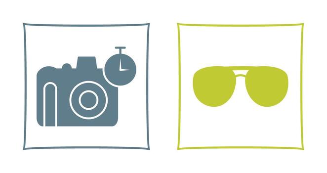 glasses and timer on camera Icon vector