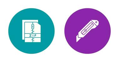 Cutter and Zip File Icon vector