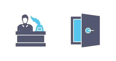 magistrado y puerta icono vector