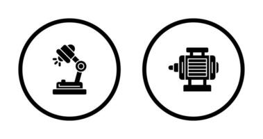 escritorio lámpara y eléctrico motor icono vector