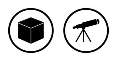 cúbico diseño y telescopio icono vector