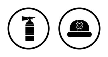 Fire Extinguisher and Hard Hat Icon vector