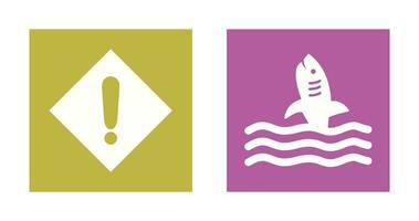 caution sign and dangerous shark  Icon vector