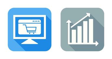 ecommerce website and rising statistics Icon vector
