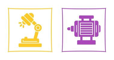 escritorio lámpara y eléctrico motor icono vector