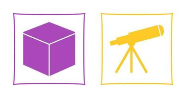 cubic design and telescope Icon vector
