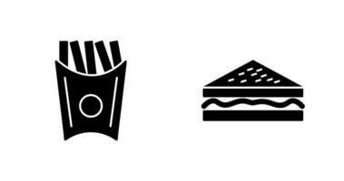 french fries and sandwich  Icon vector