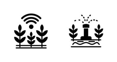 trigo y aspersor icono vector