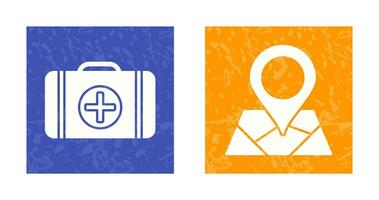 First Aid Kit and Map Icon vector