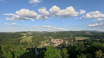 Timelapse, movement of clouds, view of the city of Wlen, Poland video