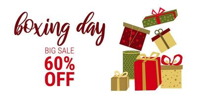 Boxing Day. Horizontal banner. Color Holiday Boxes vector