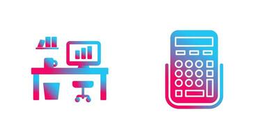 Office Desk and Calculator Icon vector