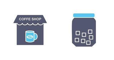 Coffee Shop And sugar Bottle  Icon vector