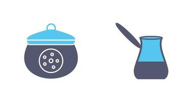 cookie jar and cezve Icon vector