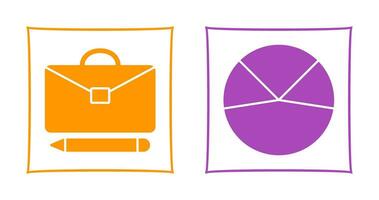briefcase and pie chart analysis Icon vector