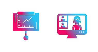 Line Graph and Conference video Call Icon vector