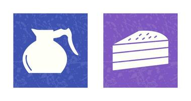 cake slice and coffee pot  Icon vector