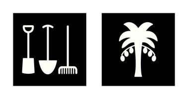 Gardening Tools and Palm tree Icon vector