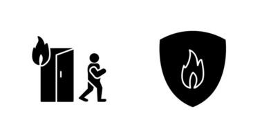 running from fire and fire shield  Icon vector