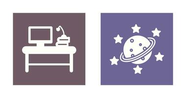 Desktop and Saturn Icon vector