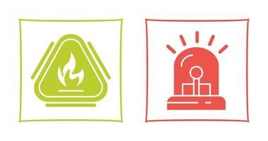 Caution Fire and Siren Icon vector